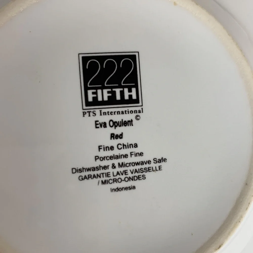 222 FIFTH Set of 2 Eva Opulent Blue & Red Porcelaine Fine China Cup & Saucer Set